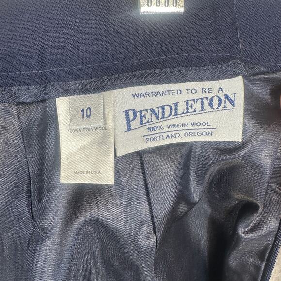 Vintage Pendleton Skirt Womens Size 10 Blue 100% Virgin Wool Straight Zipper - Picture 9 of 13